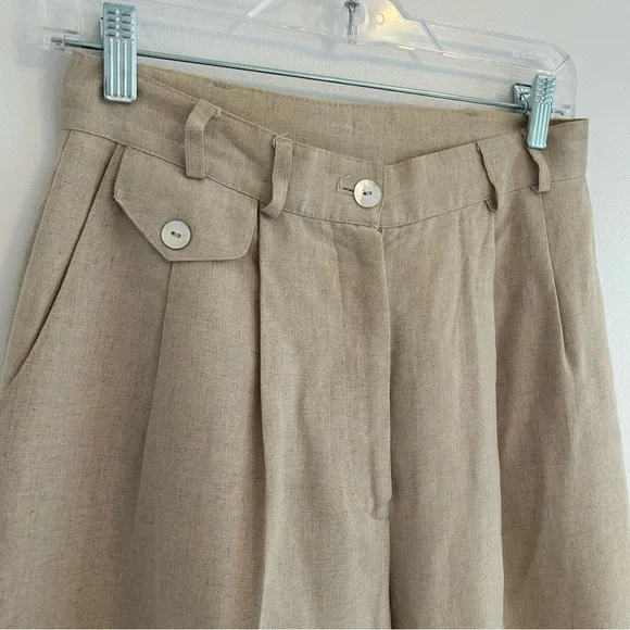 (SOLD) VINTAGE Linen Blend High-rise Bermuda Shorts Size 4 - Picture 3 of 14